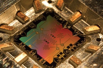 A qubit from a quantum computer.