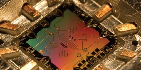 A qubit from a quantum computer.